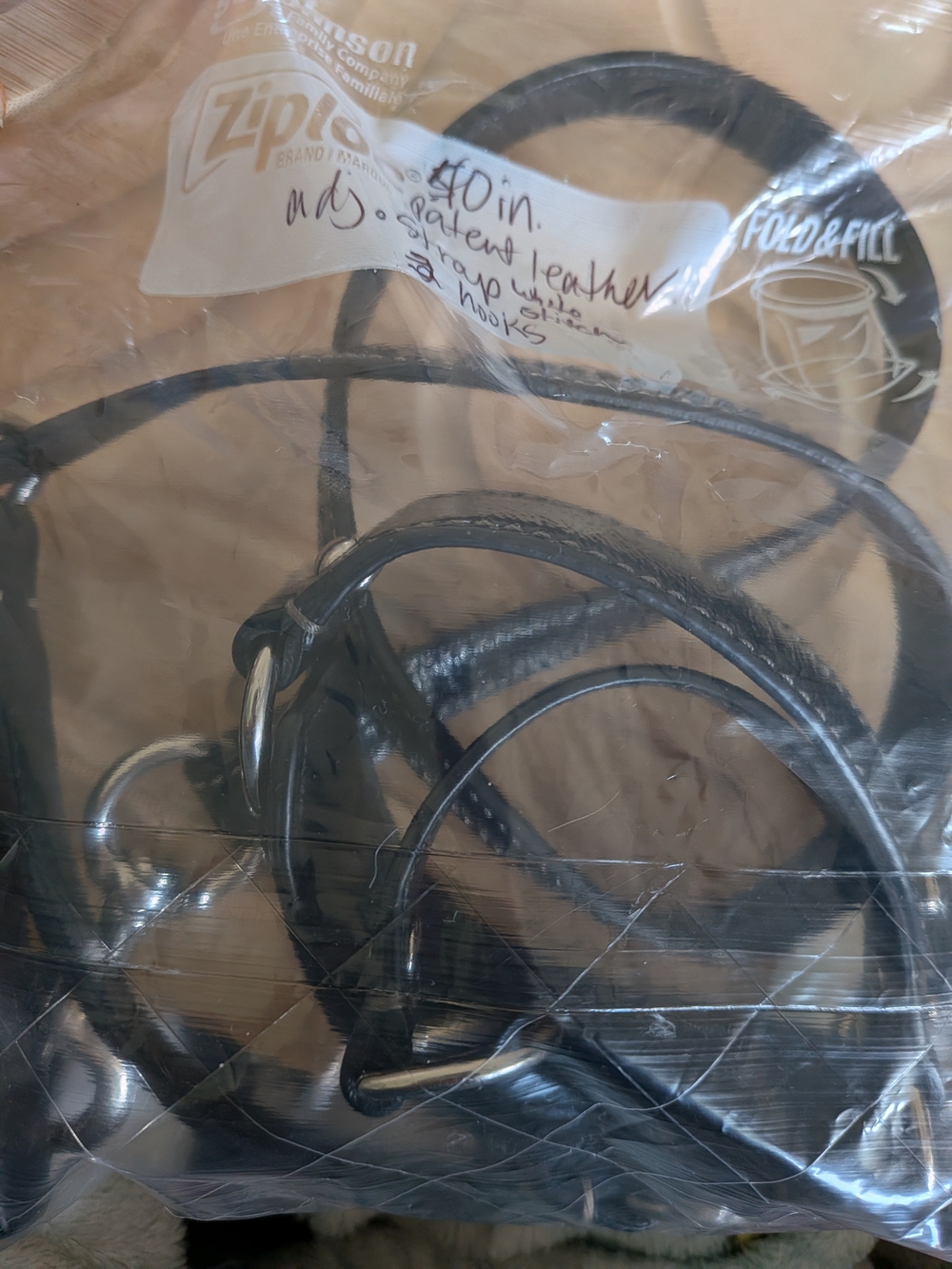 Coach Replacement Blck Patent Leather Strap wSilver Dog Leash & Center Extndr - Picture 4 of 9